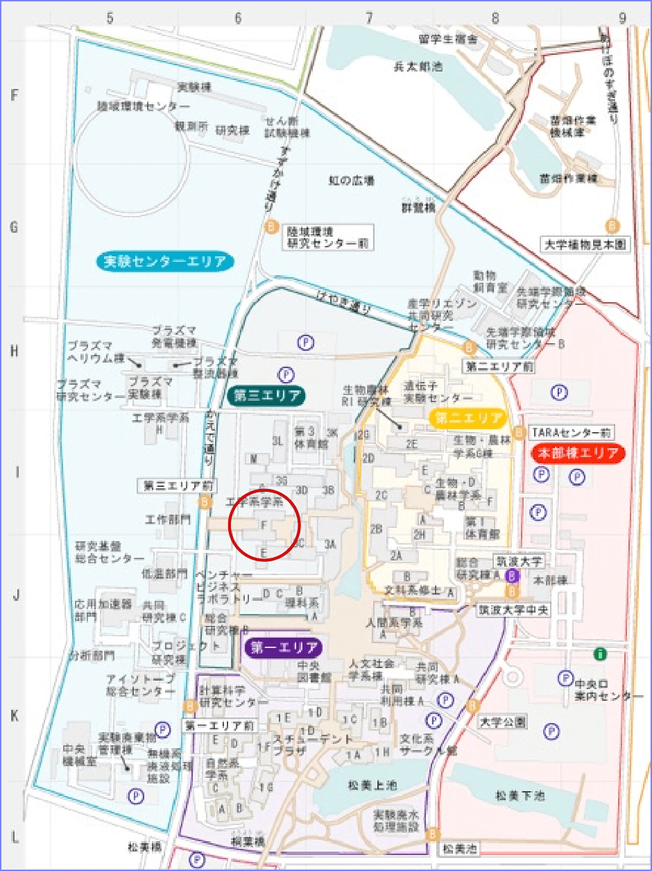 キャンパスマップ 中地区｜アクセス｜筑波大学 山本・山岸研究室