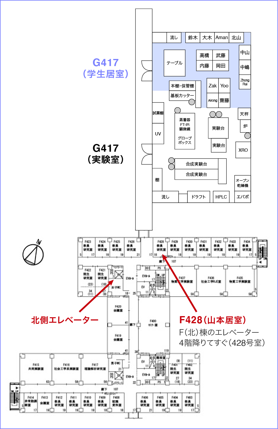 工学系F棟 G棟 見取図｜アクセス｜筑波大学 山本・山岸研究室